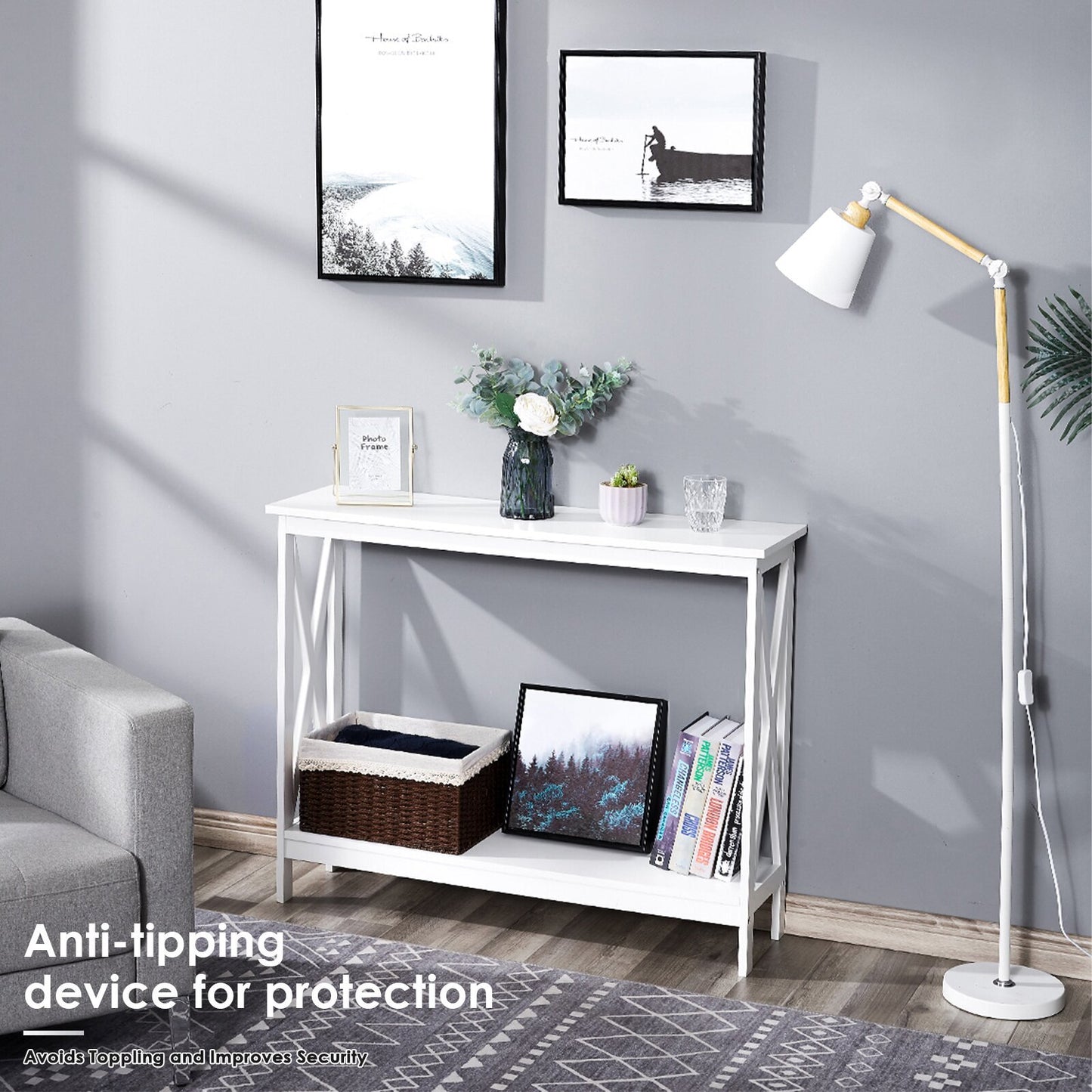 2 tier Small Narrow Entryway Table/hallway table with Storage Shelf, Console Table Hallway Table for room/homes/office