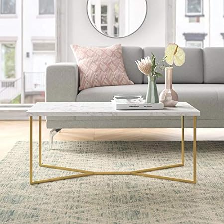 Center Table For Drawing Room, Rectangular Shape Wooden Base With Golden Farm Coffee table, Modern Drawing room table, Stylish Center Table