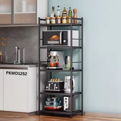 4 Tiers Kitchen Bakers Rack for Kitchens with Storage Shelf, Microwave Oven Stand Free Standing Kitchen Utility Cart Storage Shelf Organizer