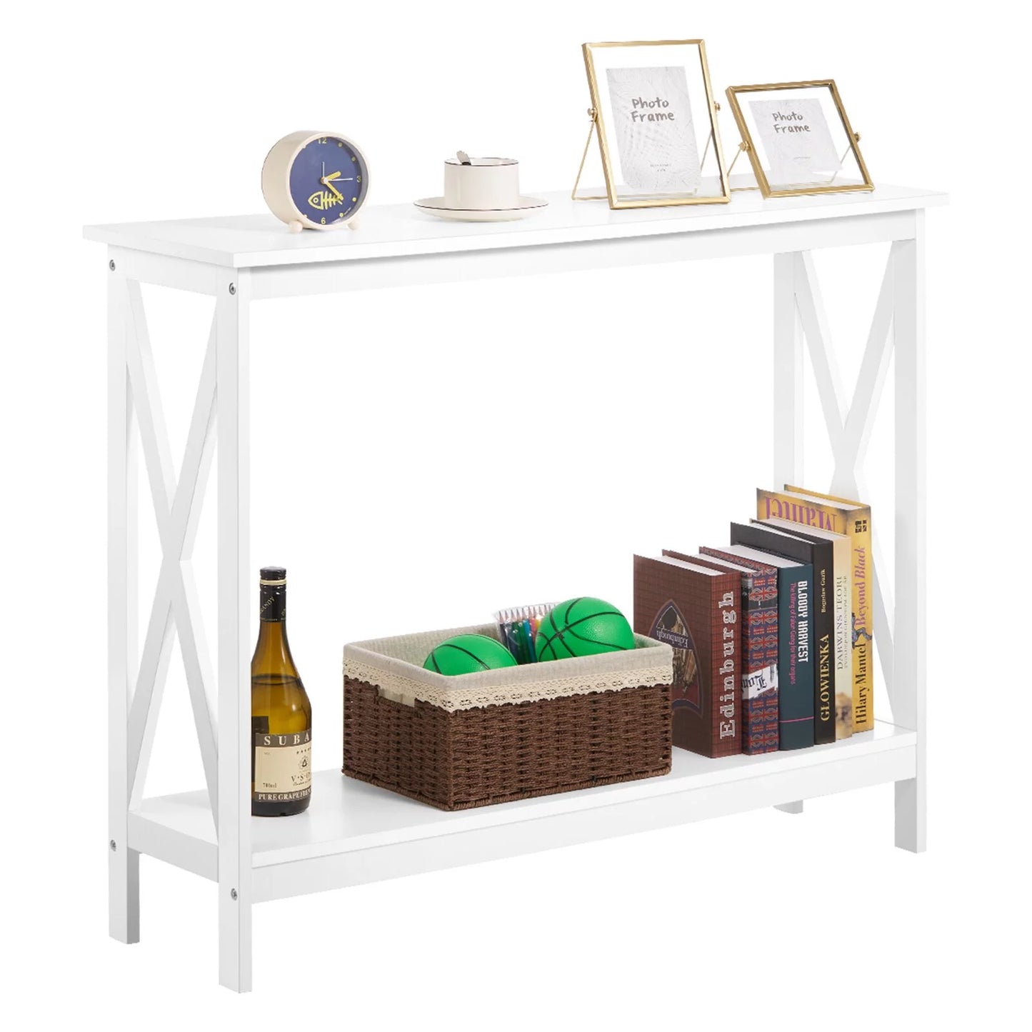 2 tier Small Narrow Entryway Table/hallway table with Storage Shelf, Console Table Hallway Table for room/homes/office