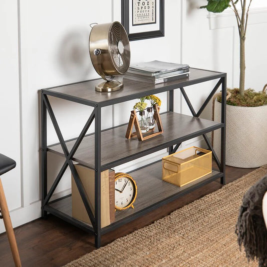 Modern X-Frame Bookcase Table - Functional Organizer Rack for Books and Decoration items
