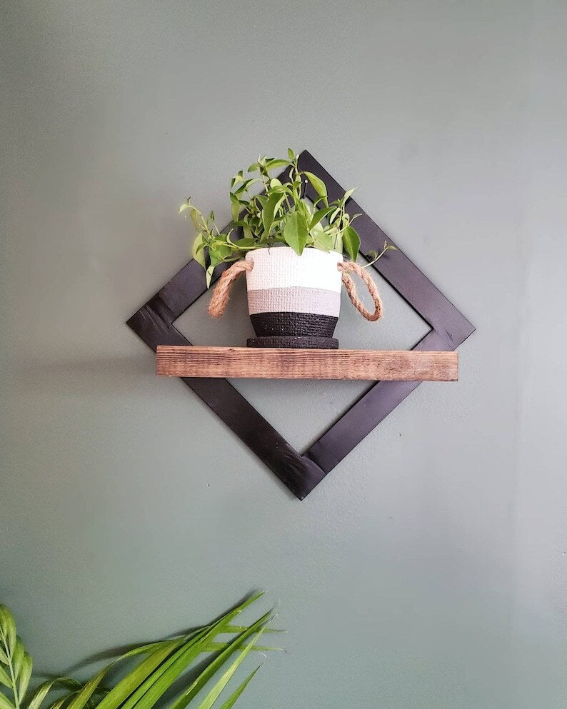 Wall shelf with wood and metal frame, modern wall shelf, picture frame shelf, floating shelf , stylish framed wall Shelf for Home Decor