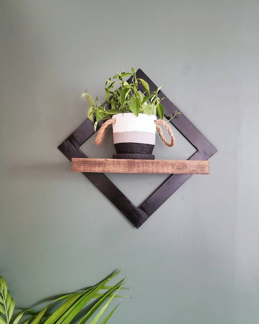 Wall shelf with wood and metal frame, modern wall shelf, picture frame shelf, floating shelf , stylish framed wall Shelf for Home Decor