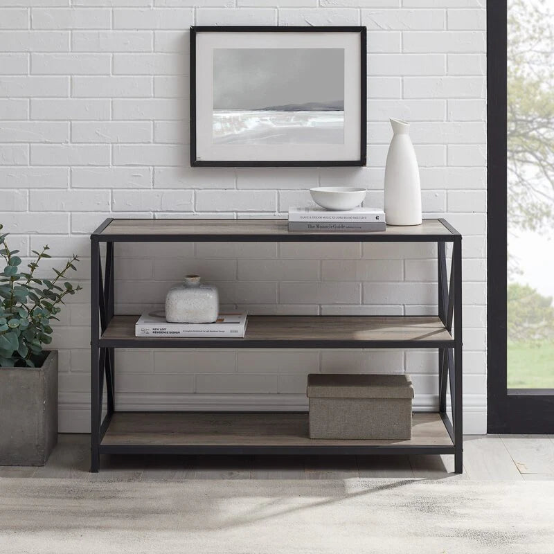 Modern X-Frame Bookcase Table - Functional Organizer Rack for Books and Decoration items