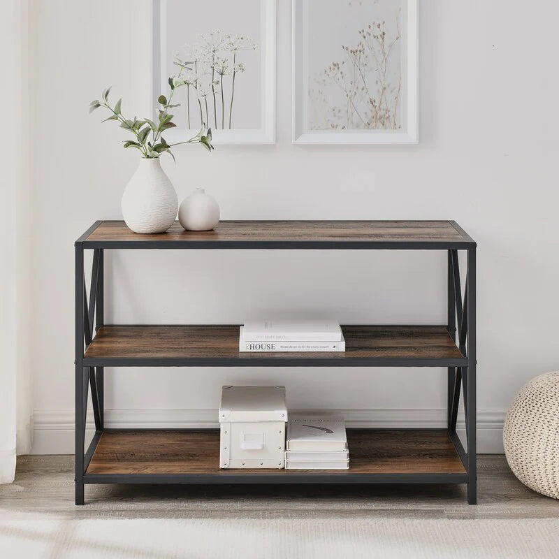 Modern X-Frame Bookcase Table - Functional Organizer Rack for Books and Decoration items